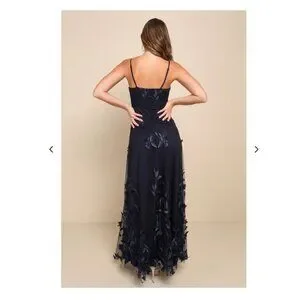 Lulus | Dresses | Lulus Abundant Charm Navy Blue 3d Floral Applique Maxi  Dress Size M | Poshmark